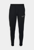 Schwarze sportliche Jogginghosen mit elastischem Bund, slim fit und weißem Nike-Logo auf der linken Seite. Weicher Stoff mit glatter Textur.