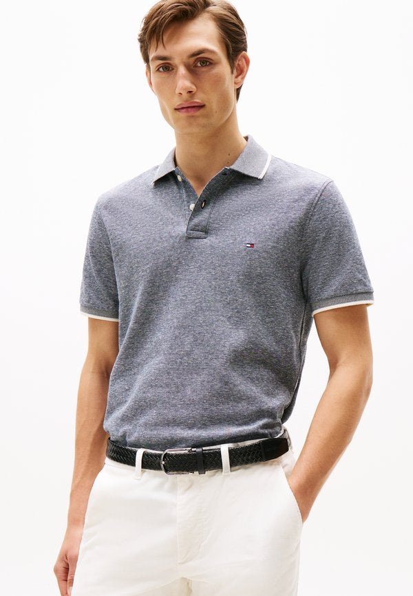 Tommy Hilfiger REGULAR FIT PIQUE POLO SHIRT WITH LINEN - Polo shirt - desert sky