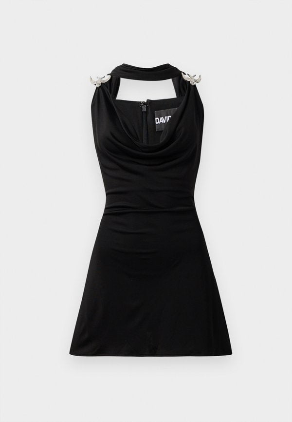 David Koma SWALLOW BIRD COWL NECK MINI DRESS