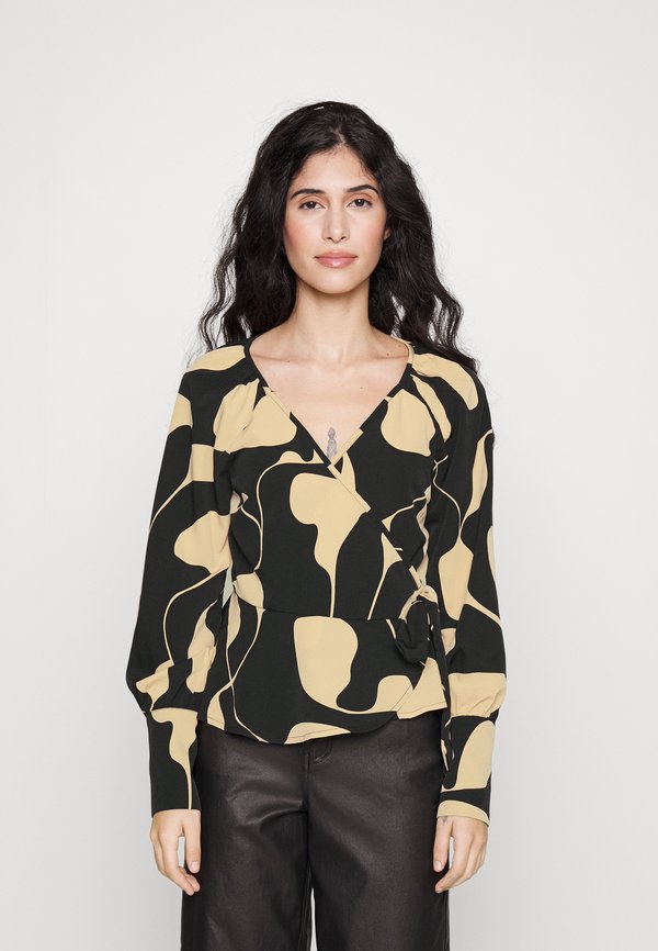 Vero Moda Petite VMLYDIA WRAP - Blouse - black/lina