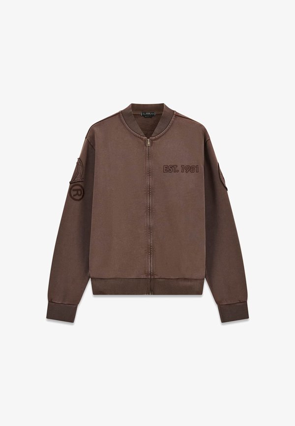Guess SWEATSHIRT MIT LOGO-PATCH - Bomber Jacket - braun