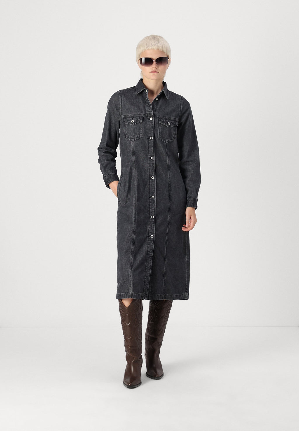Pepe Jeans MIDI DRESS CHARCOAL