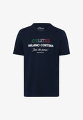 s.Oliver Print T-shirt - marine weiß