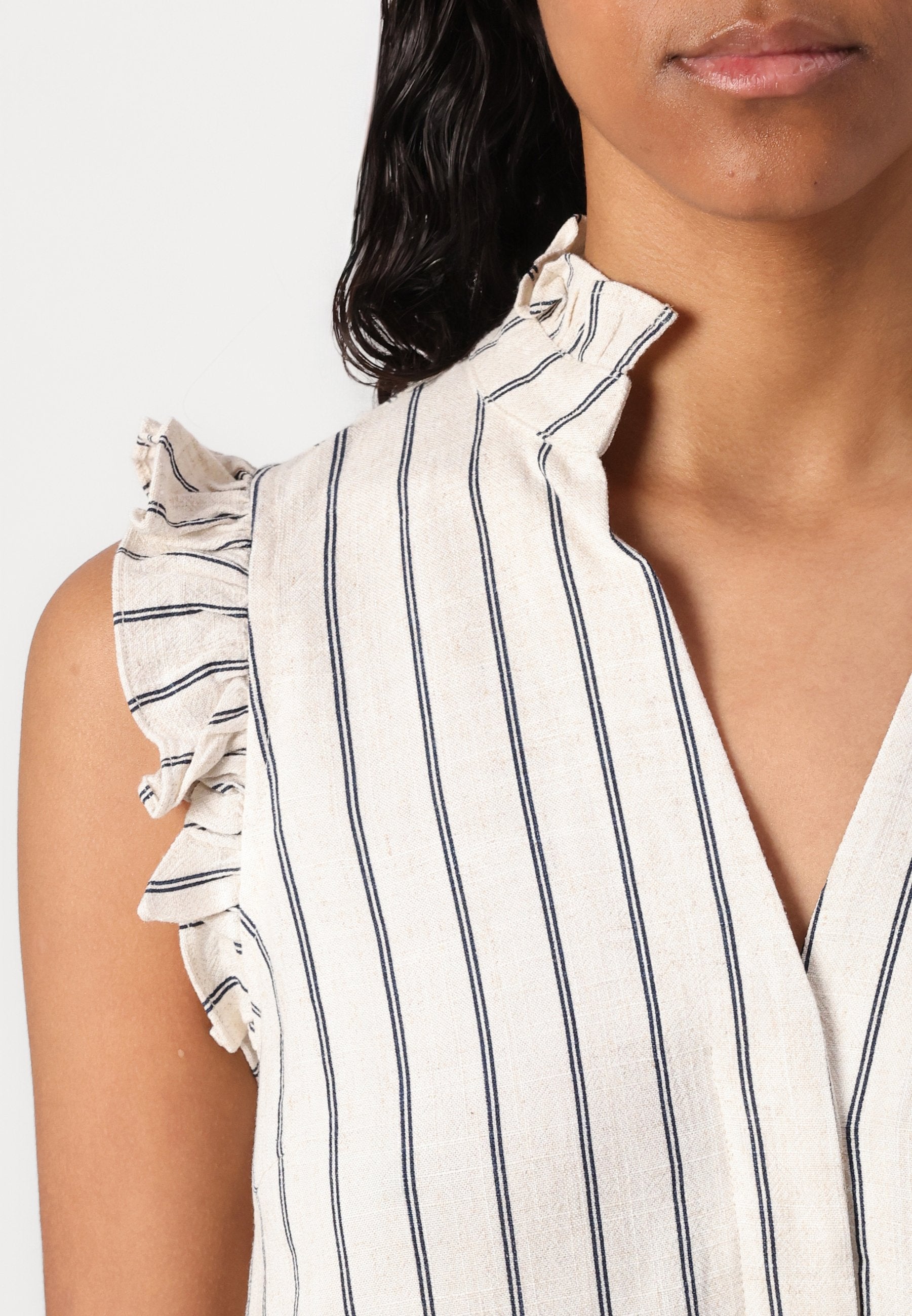 Selected Ruffle detail striped