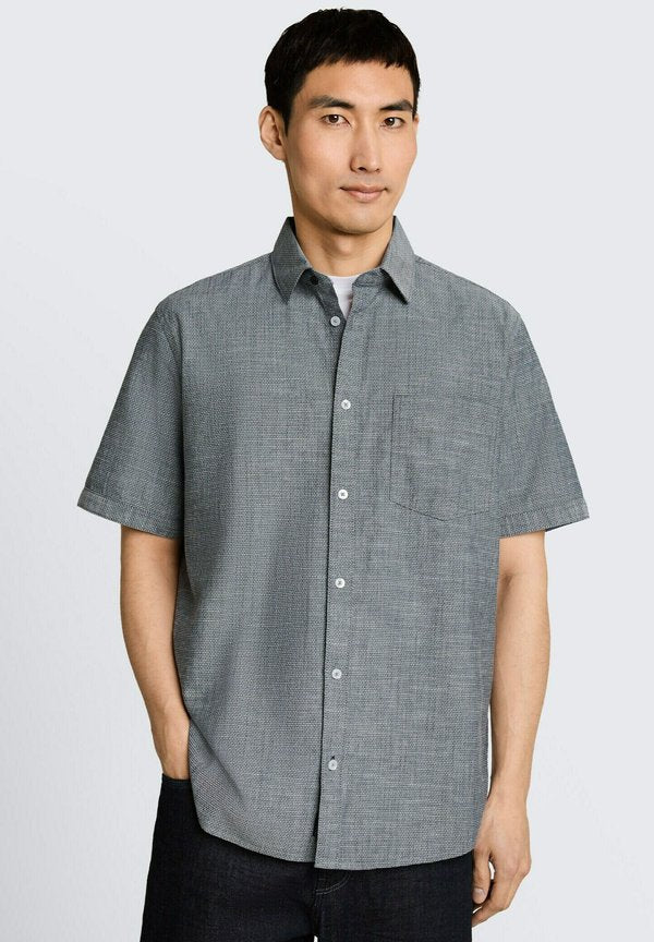 TOM TAILOR TOM TAILOR BLUSEN & SHIRTS REGULAR FIT KURZARMHEMD MIT BRUSTTASCHE - Shirt - navy structure