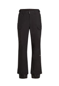 Schwarze Cargo-Hosen aus strapazierfähigem Material, mit mehreren Taschen, geradem Schnitt, verstellbarem Bund und elastischen Bündchen an den Knöcheln.