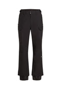 Schwarze Cargo-Hosen aus strapazierfähigem Material, mit mehreren Taschen, geradem Schnitt, verstellbarem Bund und elastischen Bündchen an den Knöcheln.