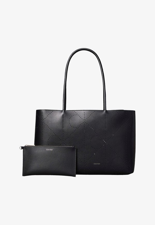Calvin Klein EMBLEM PERFOR TOTE - Tote bag - black