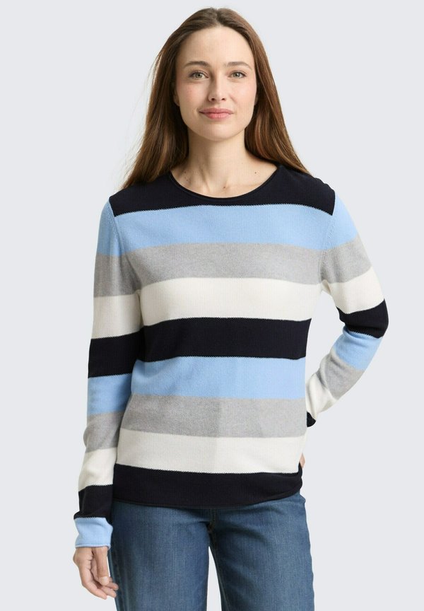TOM TAILOR Jumper - fjord blue/grey stripe