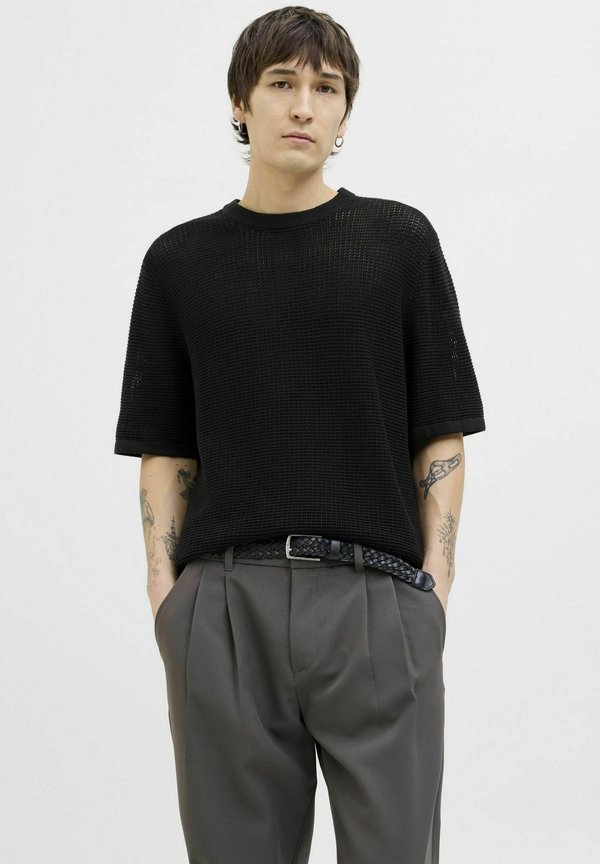 Jack & Jones Knitted Striped Knitted - Print T-shirt - black