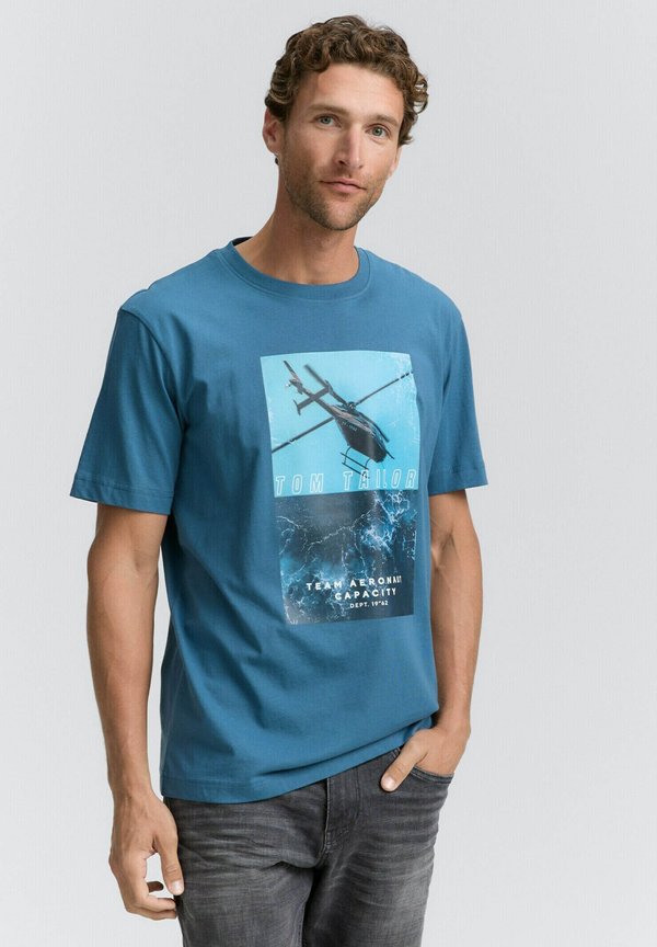 TOM TAILOR MIT FOTOPRINT - Print T-shirt - real teal blue