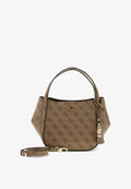 Guess COLEEN LOGO SATCHEL - Handbag - latte logo