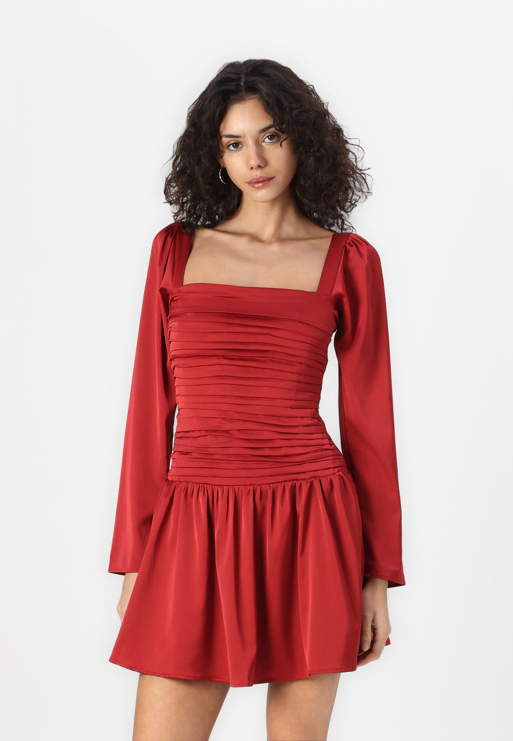 Abercrombie & Fitch The A&F Emerson Drop-Waist Satin Mini Dress
