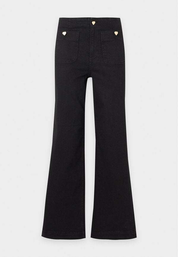 ONLY ONLMADELINE HEARTS POCKET - Wide Leg - black denim