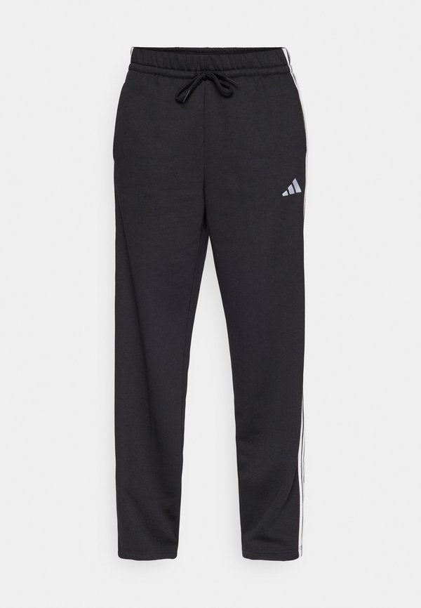 adidas Sportswear ESSENTIALS 3 STRIPES OPEN HEM PANTS - Tracksuit bottoms - black/white
