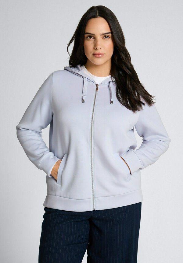 TOM TAILOR TOM TAILOR STRICK & SWEATSHIRTS PLUS SIZE - HOODIE SWEATJACKE AUS SCUBA - Zip-up sweatshirt - soft dusty blue