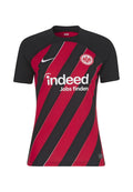 Rot-schwarz gestreiftes Fußballtrikot mit kurzen Ärmeln, rundem Hals, Nike-Logo, Sponsorlogo und Adlerwappen auf der Brust.