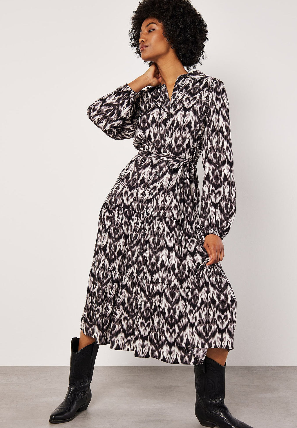 Apricot IKAT TIERED MIDI