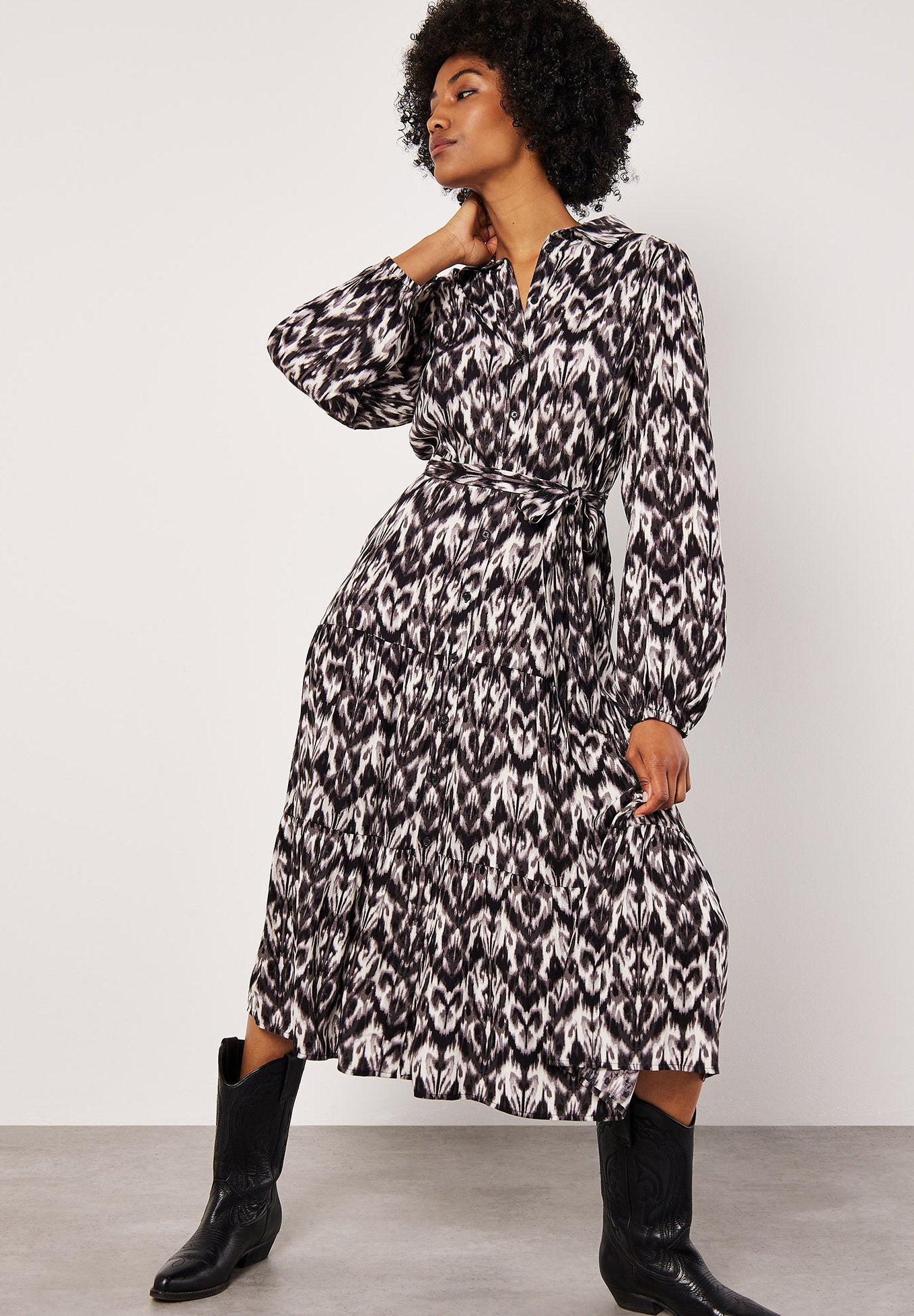 Apricot IKAT TIERED MIDI