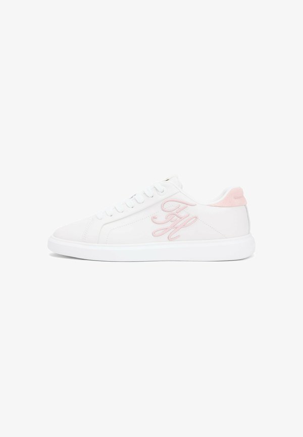 Tommy Hilfiger HILFIGER ICON LEATHER LOGO EMBROIDERY COURT TRAINERS - Trainers - ecru foggy pink