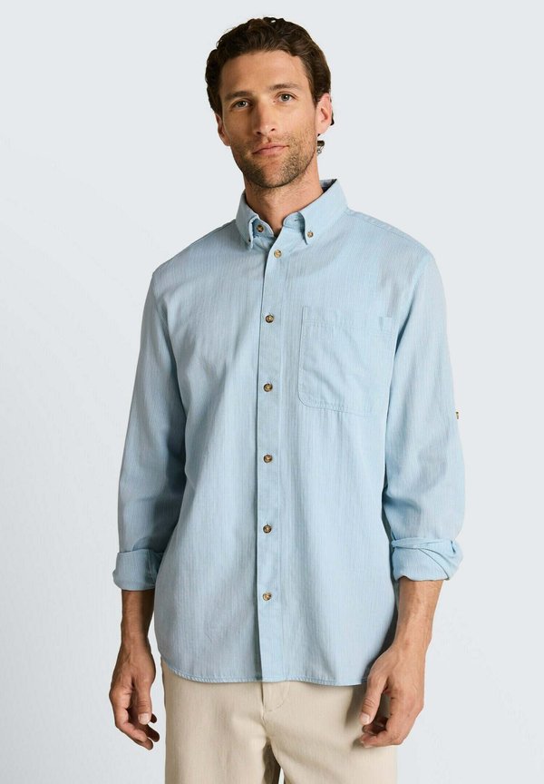 TOM TAILOR REGULAR FIT MIT TURN-UP-FUNKTION - Shirt - mountain blue herringbone