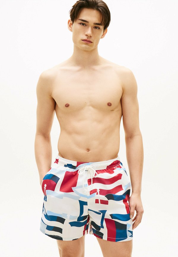 Tommy Hilfiger MEDIUM DRAWSTRING PRINT - Swimming shorts - vintage flags ivory petal