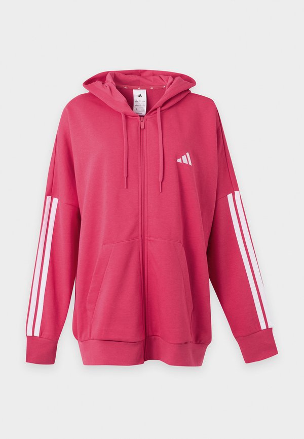 adidas Sportswear ESSENTIALS STRIPES FULL ZIP HOODIE - Zip-up sweatshirt - power pink