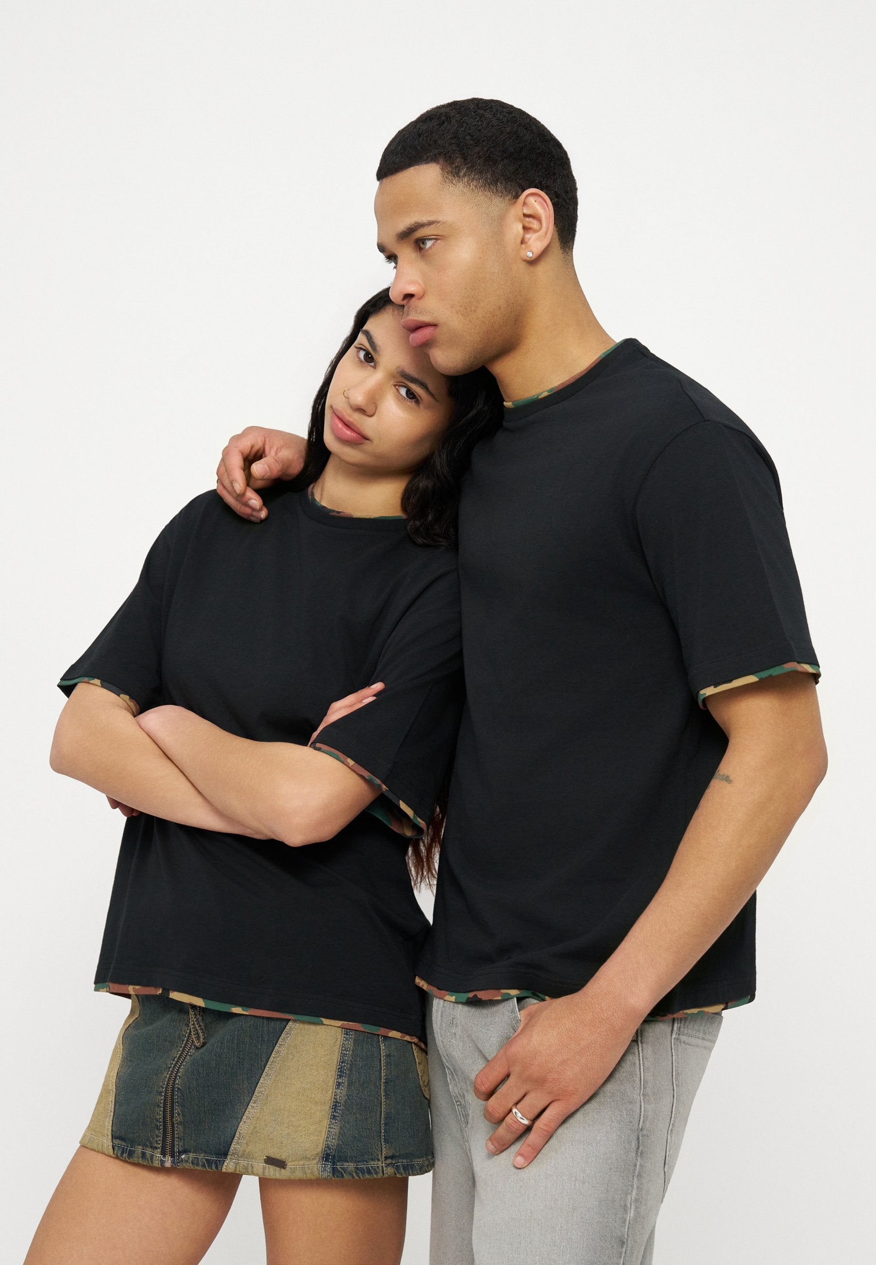 YOURTURN BOXY FIT CAMOUFLAGE DOUBLE SLEEVE