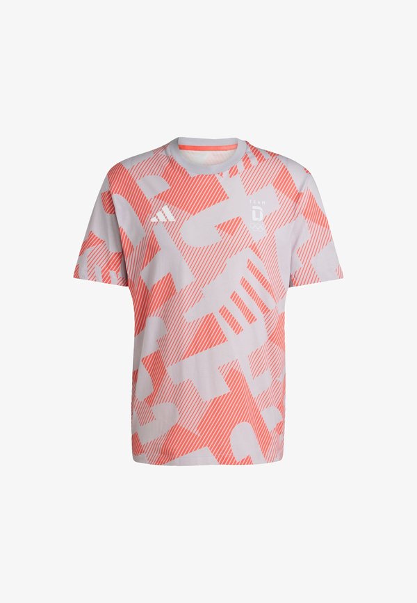 adidas Performance TEAM D ALLOVER PRINTED  - Print T-shirt - glory grey   semi lucid red