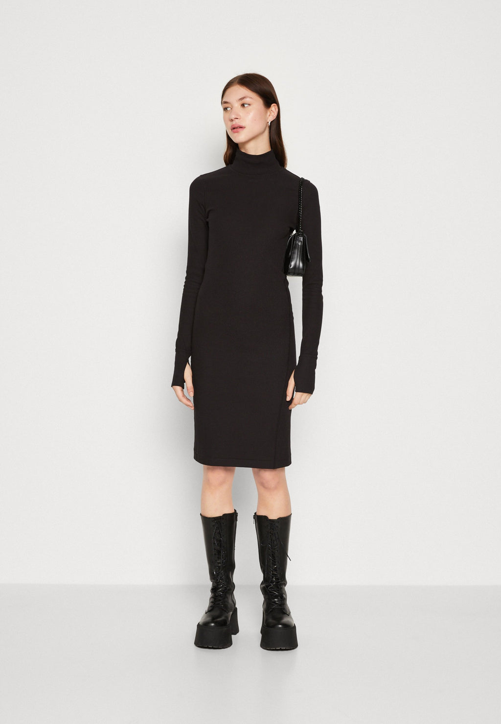 SLIM RIB DRESS MOCK L\S WMN Media 2