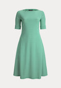 Lauren Ralph Lauren Woman STRIPED STRETCH COTTON RIBBED MIDI DRESS