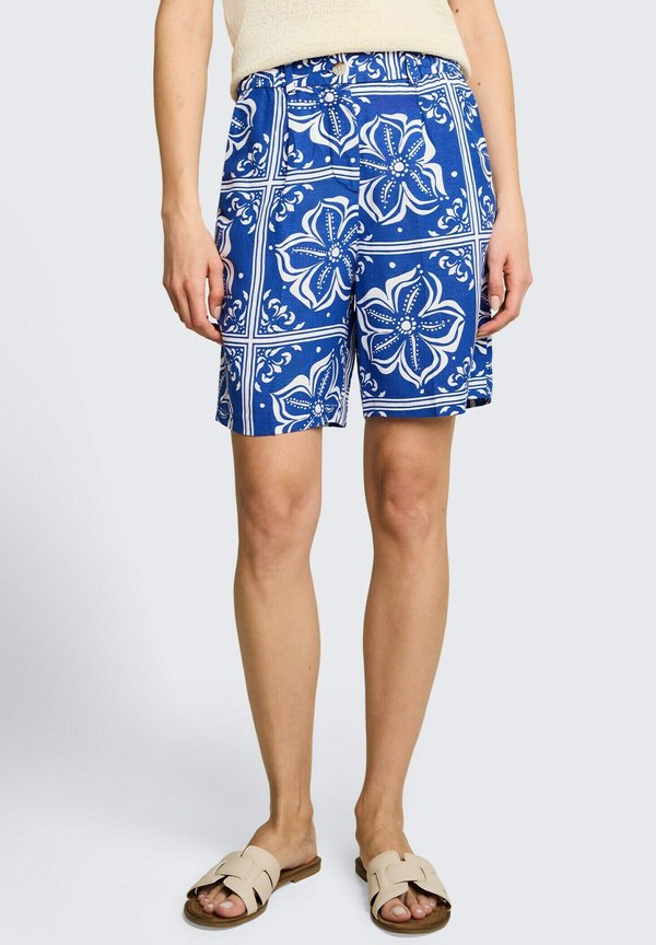 TOM TAILOR Shorts - blue flower tile design