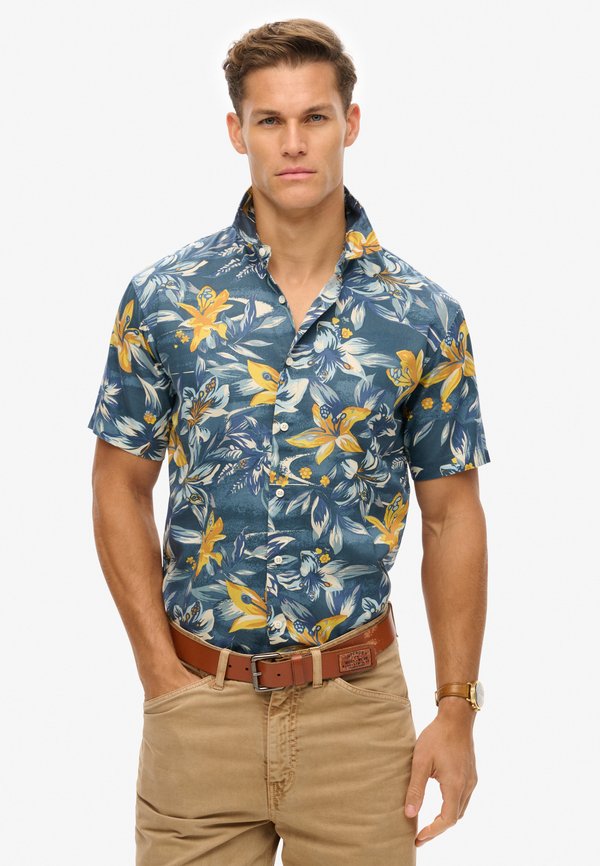 Superdry & Co HAWAIIAN PRINTED - Shirt - tropical flowers blue washed