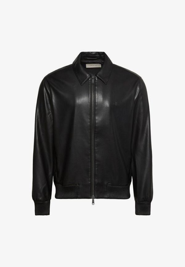 Calvin Klein Jeans FAUX LEATHER BOMBER - Leather jacket - black