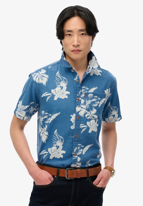 Superdry & Co VINTAGE LOOM SHORT SLEEVE - Shirt - chrissy indigo rinse