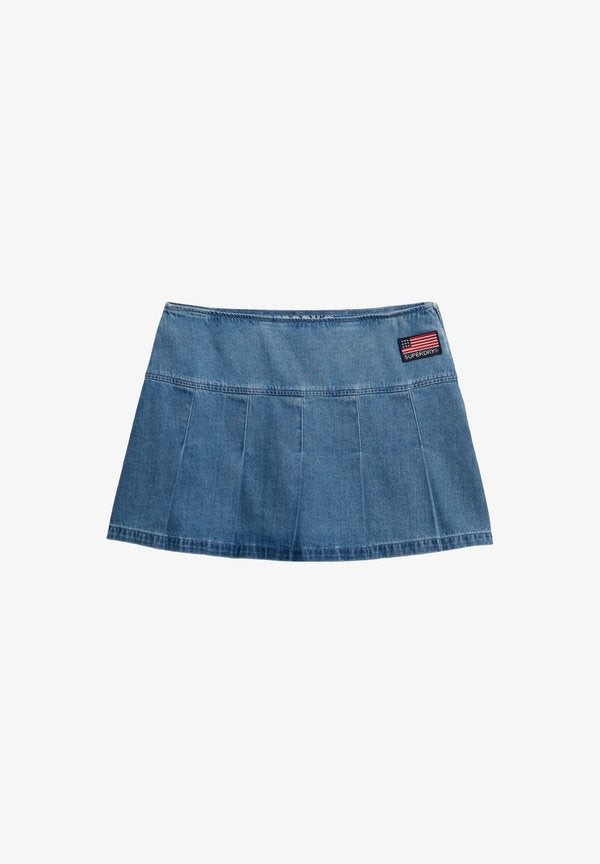 Superdry & Co PLEATED PATCHED MINI - Mini skirt - vintage wash