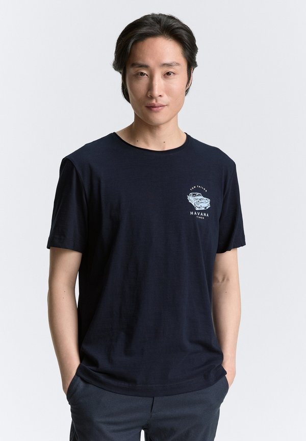 TOM TAILOR PRINTED SLUB - Print T-shirt - sky captain blue