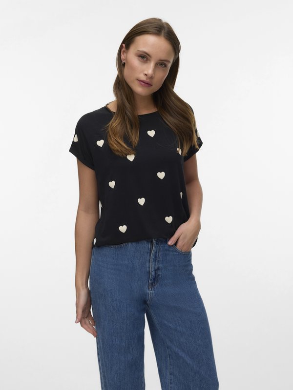 Vero Moda VMAVA SS TOP MULTI AOP NOOS - Print T-shirt - black/white
