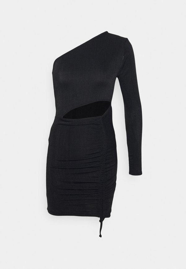 IN THE STYLE RUCHED CUT OUT SLINKY MINI DRESS