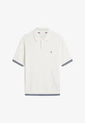 Tommy Hilfiger CABLE KNITTED S/S POLO - ELEVATED ESSENTIALS - Polo shirt - ivory petal
