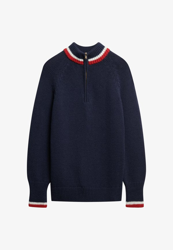 Superdry & Co TIPPED HALF ZIP - Jumper - eclipse navy
