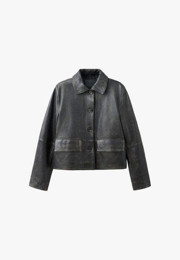 Mango ADULT - Leather jacket - bruin