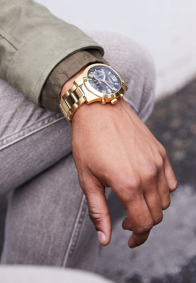 Guess ATLAS - Chronograph watch - gold-coloured/black