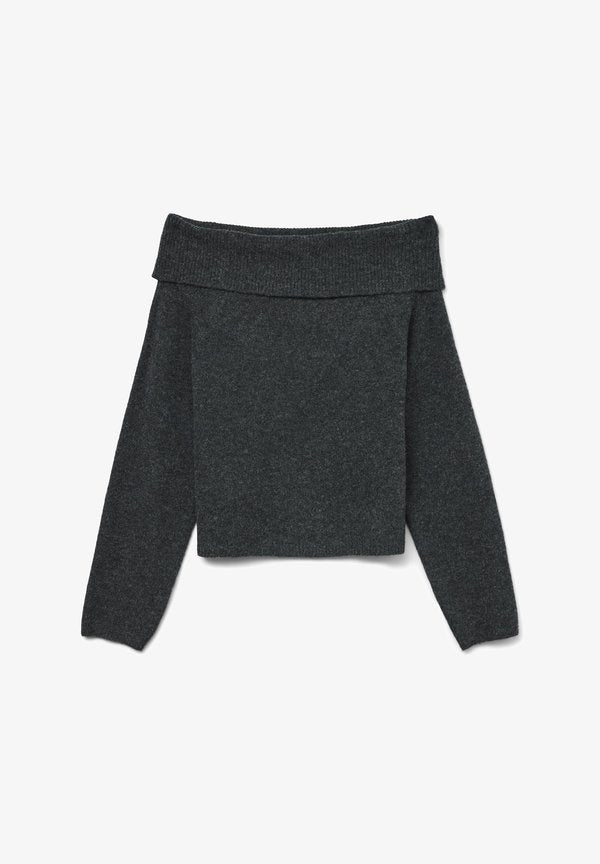Vero Moda VMBOOM OFF SHOULDER - Jumper - dark grey melange