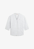 Tommy Hilfiger RELAXED FIT PURE HALF SLEEVE  - Blouse - chalk stp ecru blue orbit