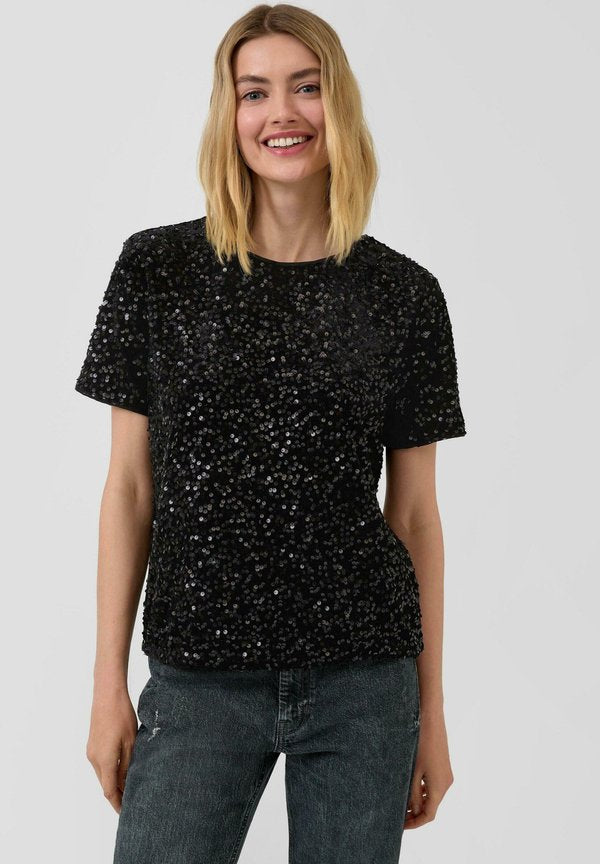 s.Oliver Print T-shirt - schwarz