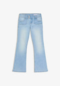 Bershka LOW-RISE - Bootcut jeans - light blue