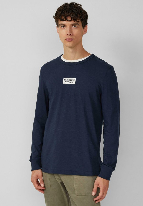s.Oliver LONGSLEEVE MIT FLAMMSTRUKTUR - Long sleeved top - navy