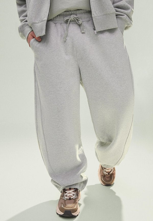 Bershka WIDE INTERLOCK BALLOON - Trousers - dark grey