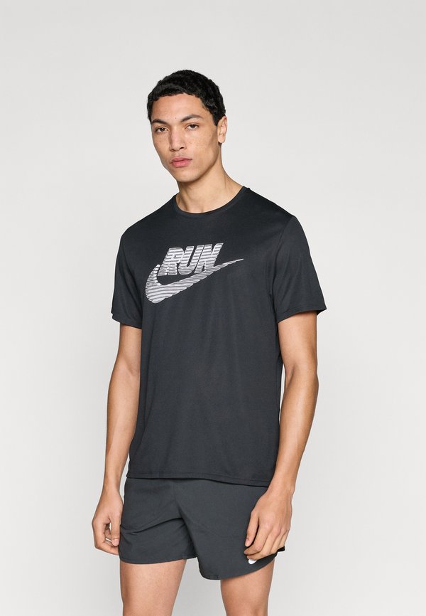 Nike Performance MILER RUN ENERGY - Sports T-shirt - black/white
